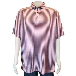 STITCH SZ XL Men's Striped Performance Golf Polo in Purple & White